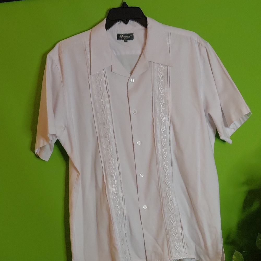 Luccessol  White Men's Short Sleeve Shirt, Sz.XXL